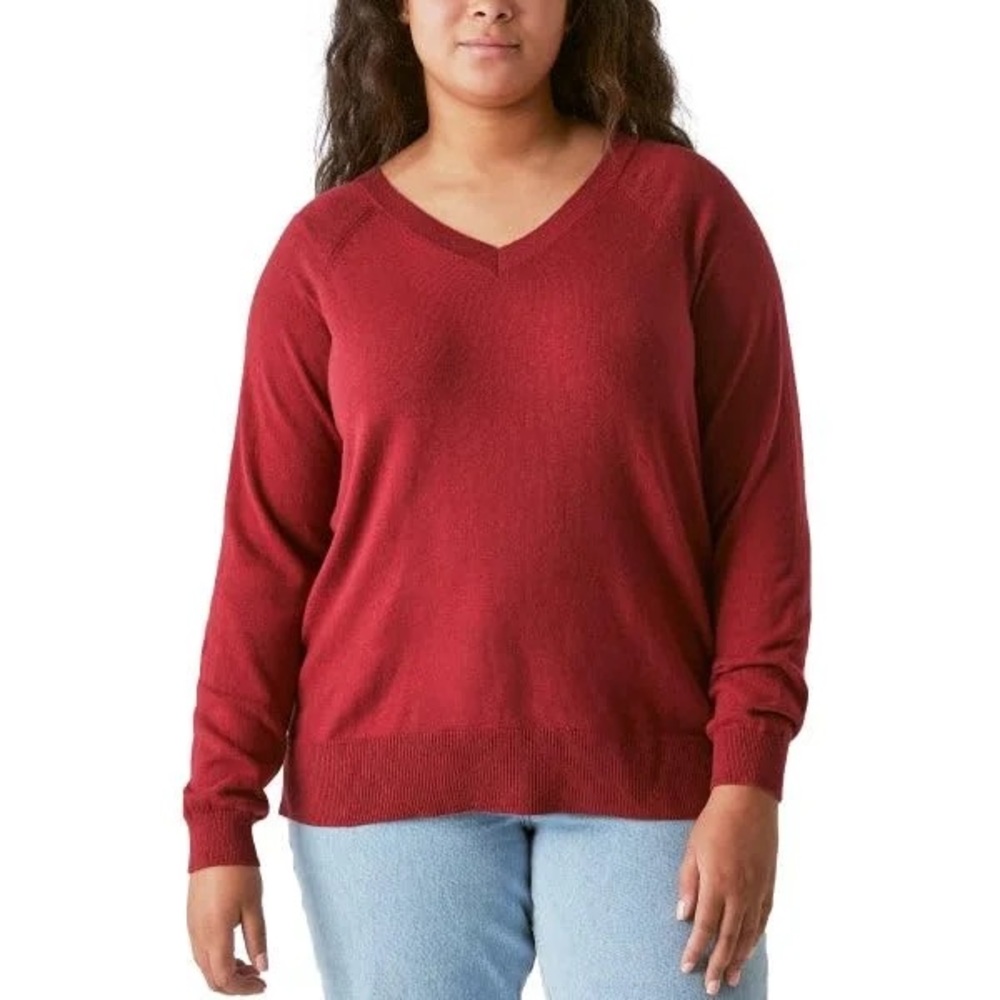 Lucky Brand V-Neck Sweater Red XL